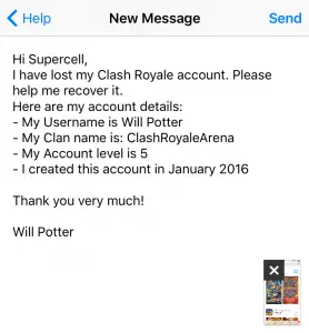 Take lost Clash Royale account back