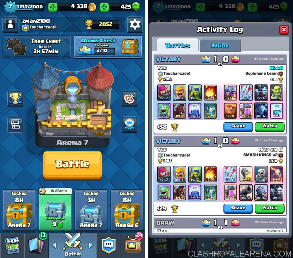 Arena 4 Deck: Push to Arena 4 at Level 3