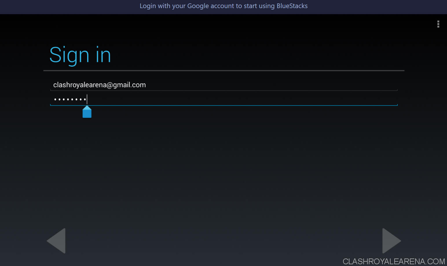 sign in with google account to use bluestacks