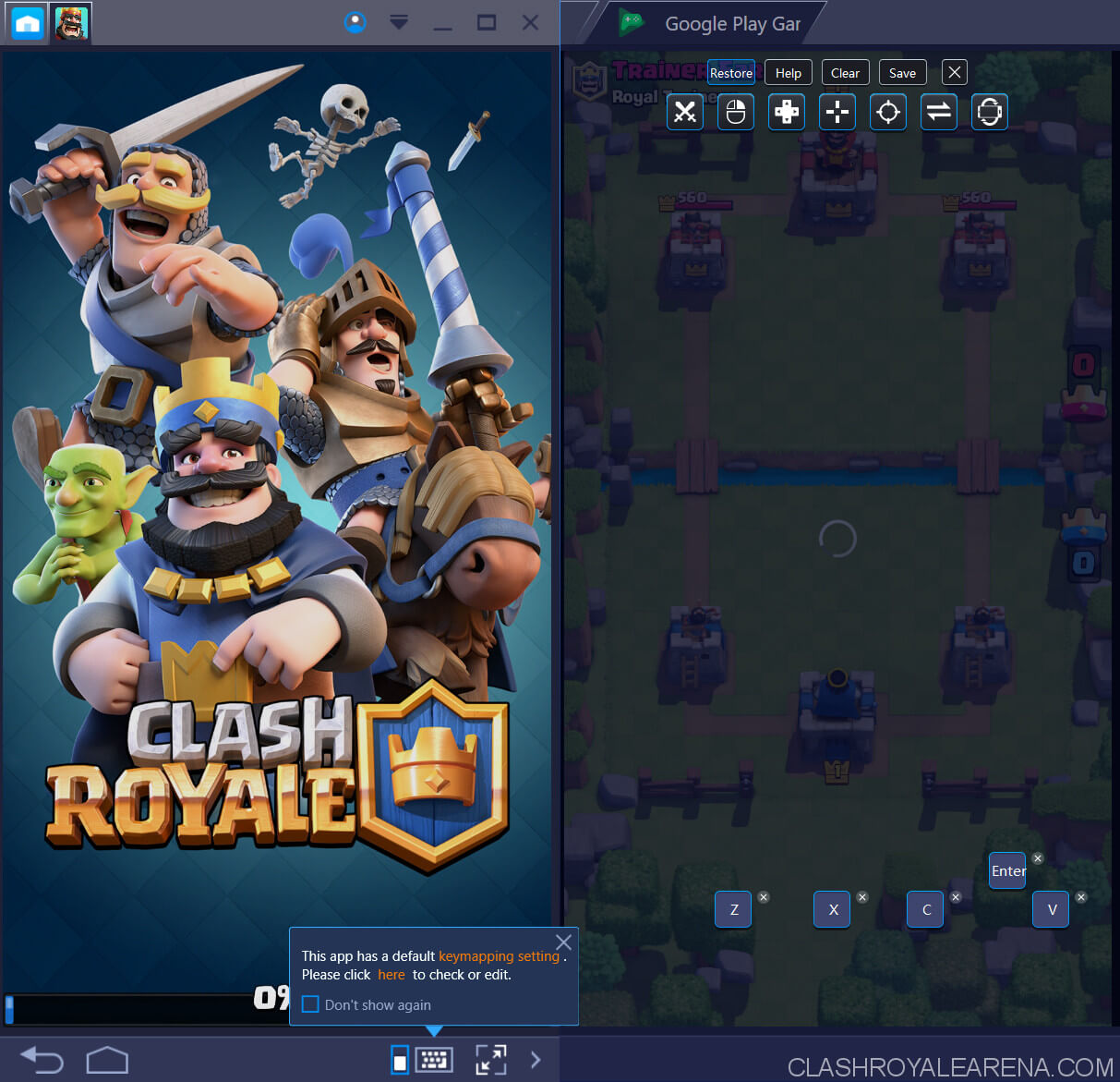 keymap for clash royale on pc