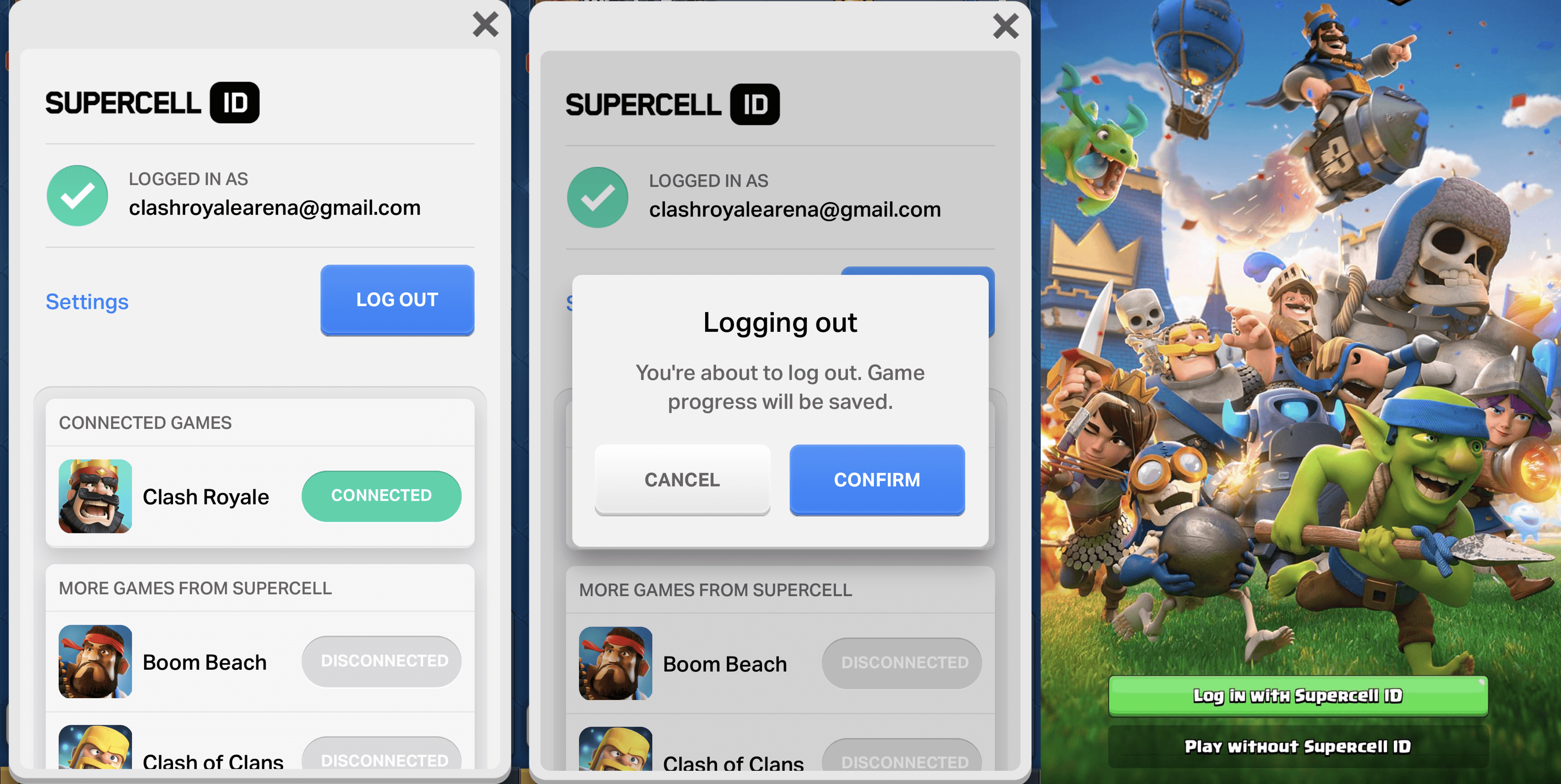 log out supercell id